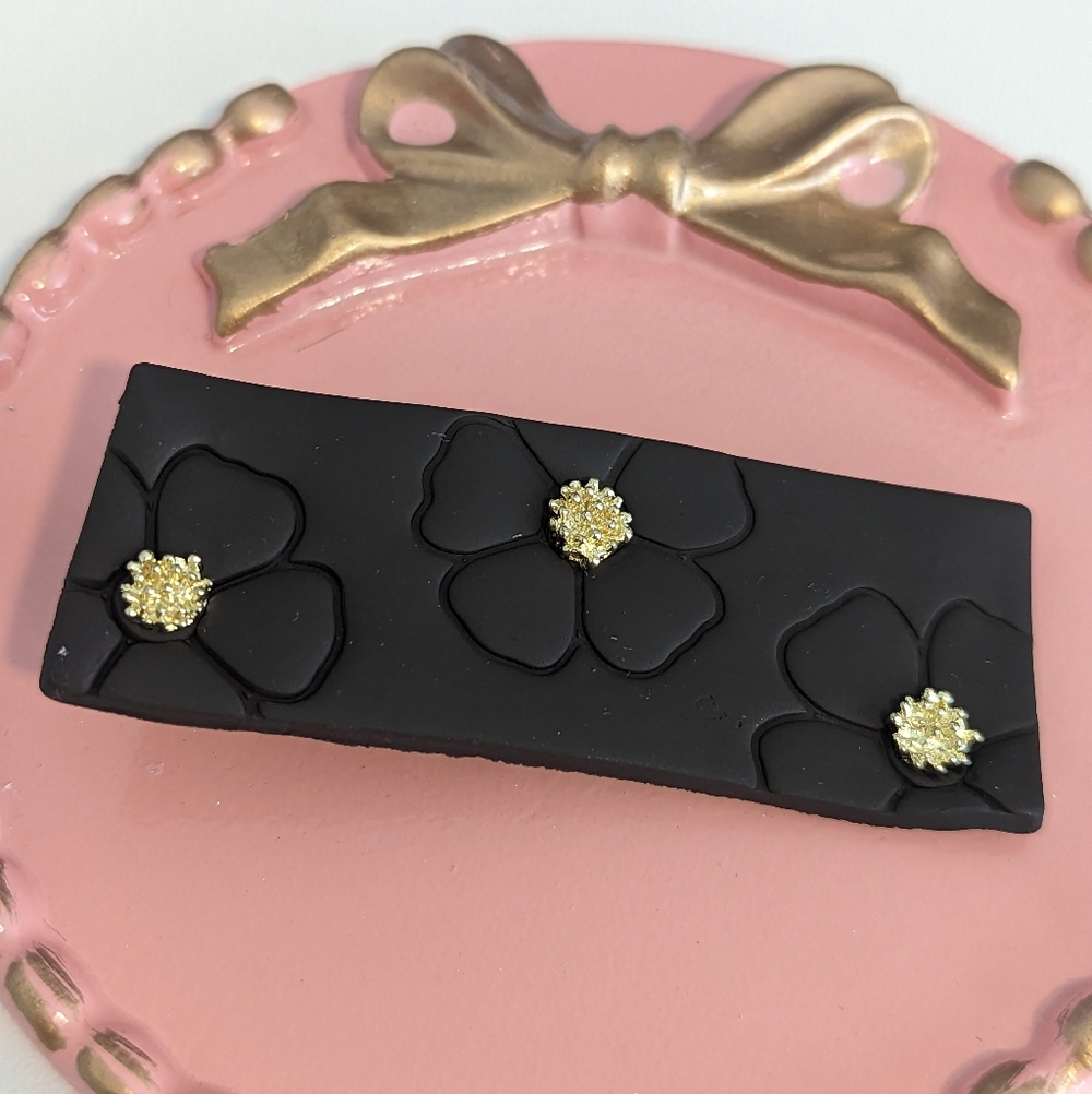 Floral Imprint Hair Barrette Clip New!